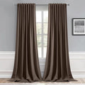 MIULEE Chocolate Brown Back Tab Blackout Curtains 120 Inch Long 2 Panels Set by MIULEE