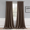 MIULEE Chocolate Brown Back Tab Blackout Curtain 96 Inch Long 2 Panels Set by MIULEE