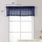 Navy Blue Valances for Windows, Modern Solid Mini Small Window Curtains for - Image 2