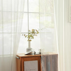 youleyar Solid Sheer Rod Pocket Curtain Voile Draperies 2 Panels White Beige - Image 5