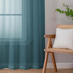 Sheer Dusty Blue Curtains for Bedroom Living Room 63 Inch Length 2 Panels - Image 9
