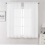 Lecloud White Sheer Curtains 68 Inch Length 2 Pcs, Voile Dual Rod Pocket Living by Lecloud