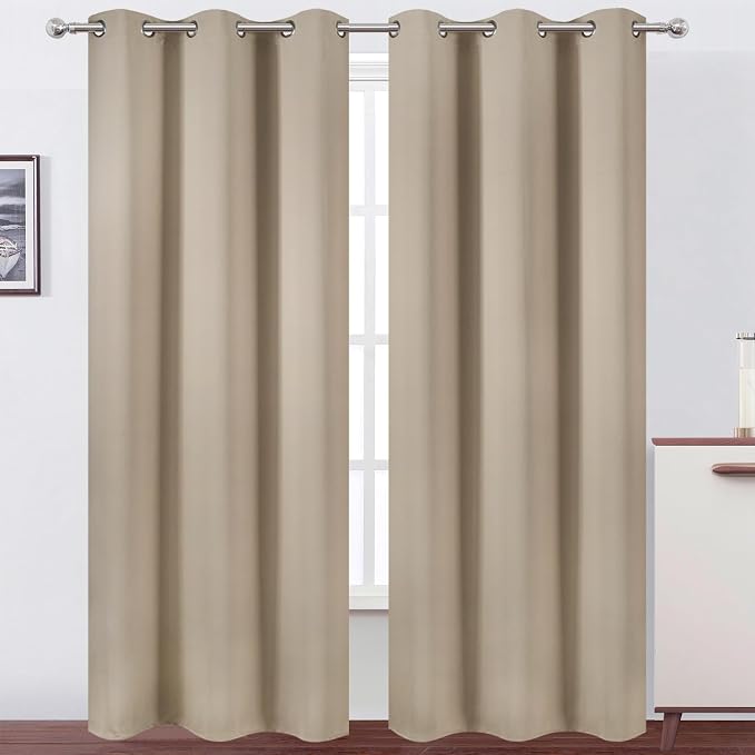 LEMOMO Khaki Thermal Blackout Curtains/42 x 95 Inch/Set of 2 Panels Room by Lemomo