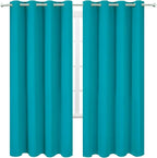 LEMOMO Blackout Curtains 66 x 72 Inch Long Teal Curtains Set of 2 Panels Room - Image 2