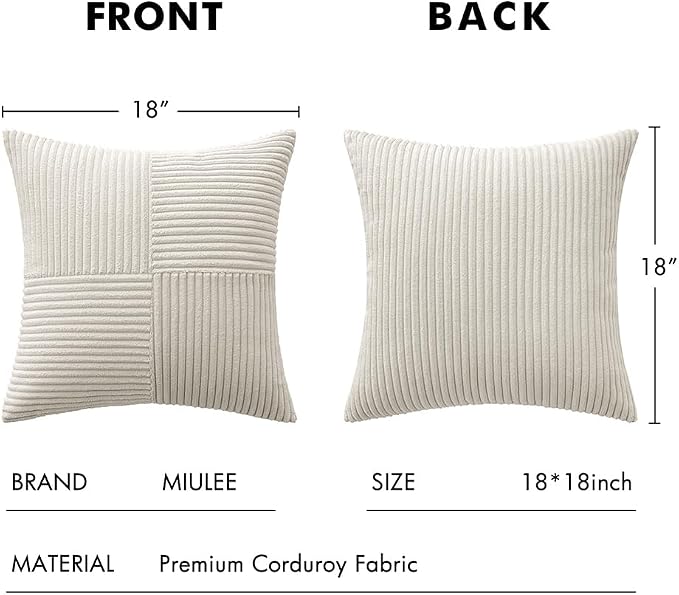 MIULEE Beige Decorative Throw Pillow Covers 18x18 Inch - Image 6