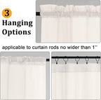 Gwine Ivory Sheer Curtains 90 Inches Long 2 Panels Set, Light Filtering Solid - Image 4