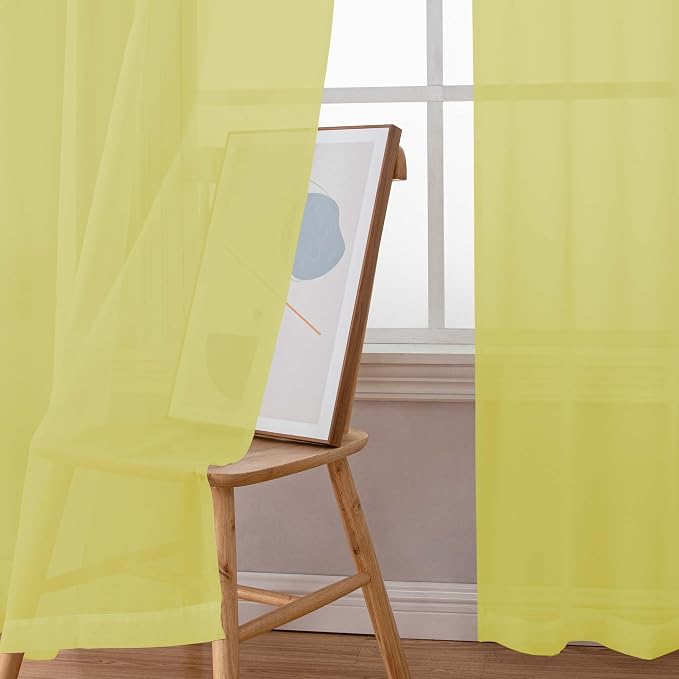 Chyhomenyc Sheer Curtains 63 Inch Length 2 Panels Set, Light Filtering Rod - Image 2