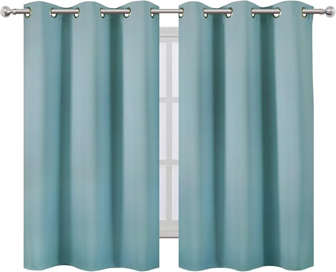 LEMOMO Stone Blue Blackout Curtains/38 x 54 Inch/Set of Two Panels Grommet - Image 2