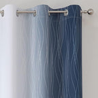 Estelar Textiler Navy Blue and Greyish White Blackout Curtains 45 Inch Length - Image 4