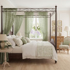WAZZIO Boho Lace Curtains 2 Panels 63 Inch -Vintage Victorian Sheer Panel Drape - Image 4