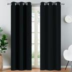 Yakamok Black Room Darkening Grommet Window Drapes Blackout Curtains Thermal - Image 2