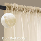 MIULEE Butter Cream Sheer Curtains 108 Inches Long, 4 Panels Set, Rod Pocket - Image 2