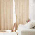 HOMEIDEAS Non-See-Through Beige Privacy Sheer Curtains, 52 X 63 Inches Long 2 by HOMEIDEAS