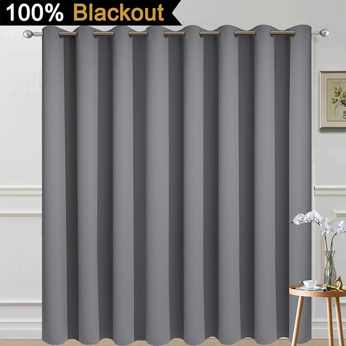 Yakamok Total Blackout Extra Wide Patio Sliding Door Curtains, Grommet Thermal - Image 2