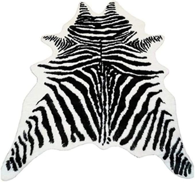 Zebra Print Rug Faux Animal Cowhide Skin Area Rug Leather Carpet Mat Large Size by yingda1992