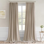 MIULEE Taupe Back Tab Blackout Curtains 120 Inch Long 2 Panels Set - Image 9