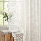 YJ YANJUN Vintage Lace Curtains 108 inches Long 2 Panels Set French Country - Image 3