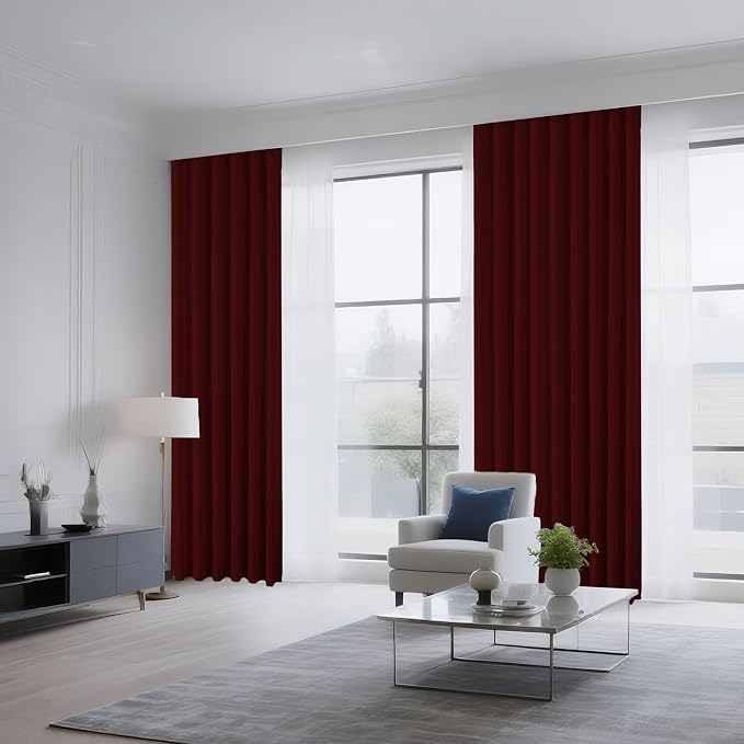 CUCRAF Burgundy Red Blackout Curtains 72 inch Length 2 Panels Set, Rod Pocket - Image 8