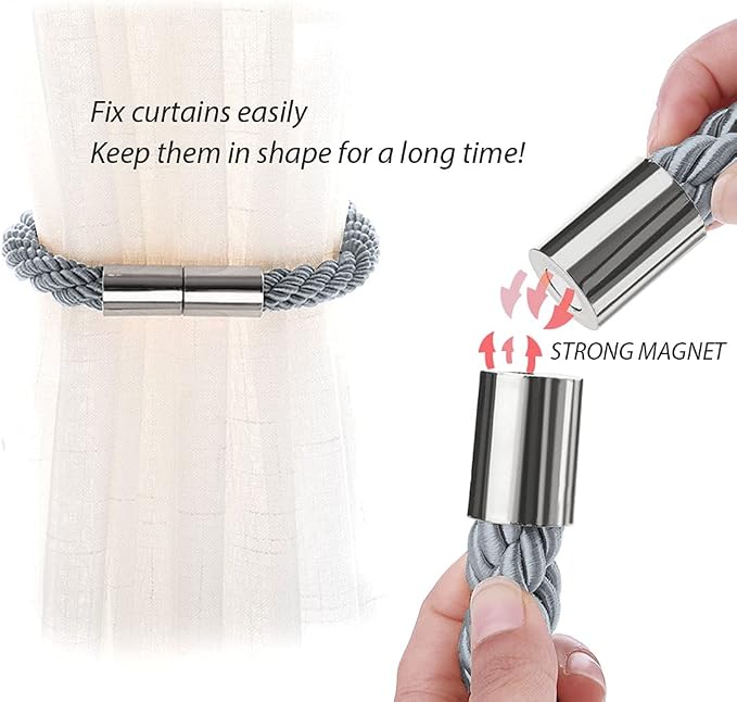 NICEEC 6 Pack Strong Magnetic Curtain Tiebacks Modern Simple Style Drape Tie - Image 4