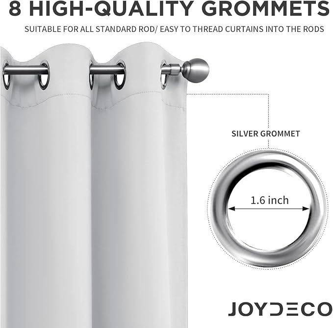 Joydeco White Curtains 108 Inches Long 2 Panels Set, Thermal Insulated Long - Image 4