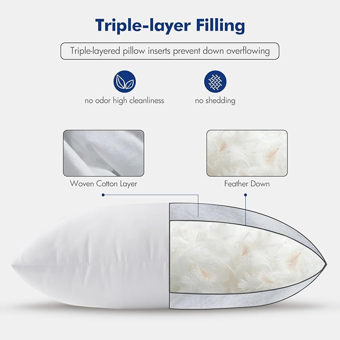 MIULEE Feather Pillow Insert 28x28, Decorative Down Feather Fluffy Throw Pillow - Image 6