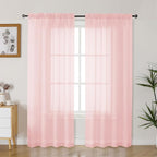 Gwine Blush Pink Sheer Curtains 72 Inches Long 2 Panels Set by Gwine