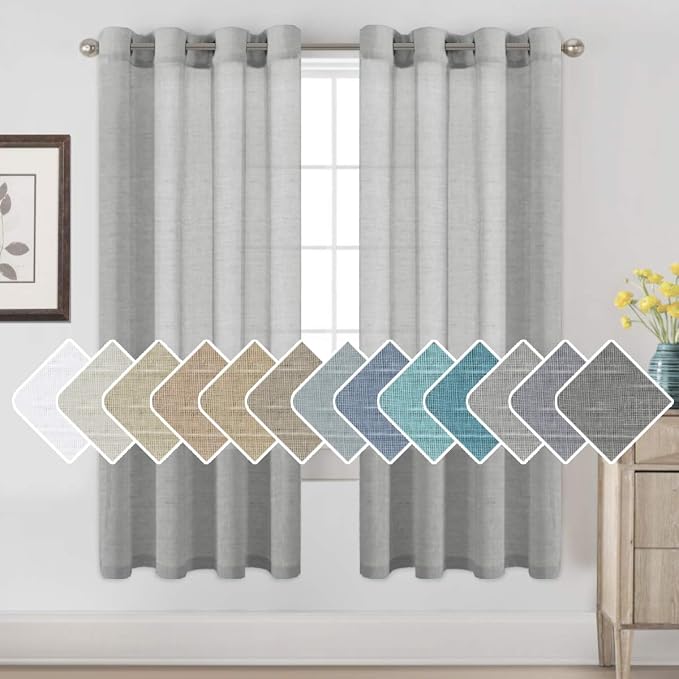H.VERSAILTEX Linen Sheer Curtains 72 Pair Set Linen Textured Semi-Sheer by HVERSAILTEX