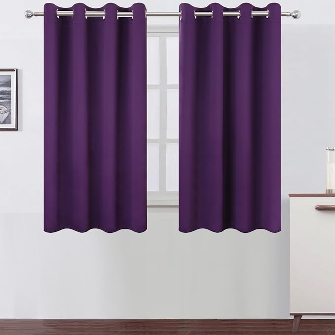 LEMOMO Blackout Curtains 66 x 54 Inch Long Purple Curtains Set of 2 Panels Room by Lemomo