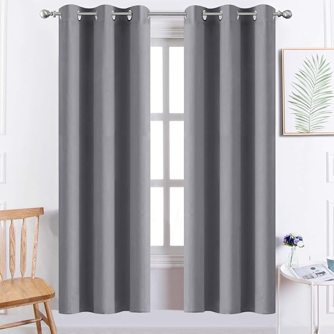 Yakamok Room Darkening Gray Blackout Curtains Thermal Insulated Grommet Curtain by Yakamok