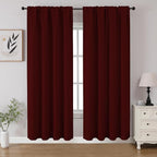 CUCRAF Burgundy Red Blackout Curtains 72 inch Length 2 Panels Set, Rod Pocket by CUCRAF