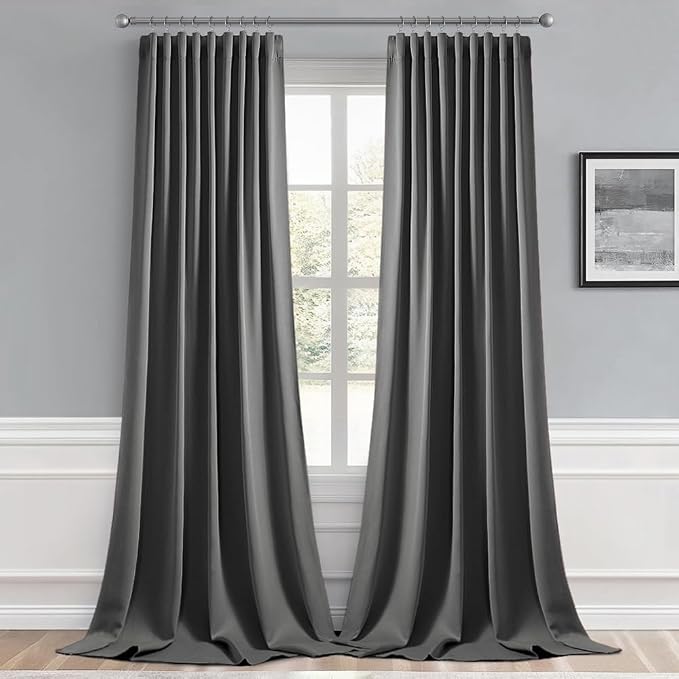 MIULEE Back Tab Grey Blackout Curtains 120 Inch Long 2 Panels Set - Image 9