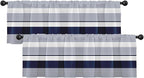 Emvency 2 Pack Valances Window Treatments, Striped Navy Nautical Minimalist by Emvency