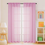 Light Pink Sheer Curtains for Window 72 inches Long 2 Panels Set, Soft Airy by Home