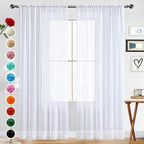 SpaceDresser Basic Rod Pocket Sheer Voile Window Curtain Panels White 1 Pair 2 by SpaceDresser