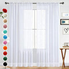 SpaceDresser Basic Rod Pocket Sheer Voile Window Curtain Panels White 1 Pair 2 - Image 2