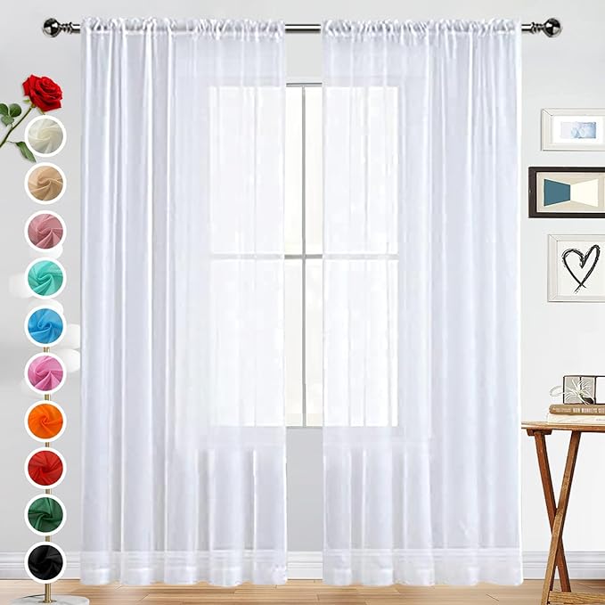 SpaceDresser Sheer Voile Window Treatment Rod Pocket Curtain Panels by SpaceDresser