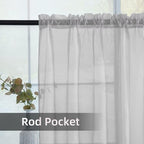 youleyar Solid Sheer Rod Pocket Curtain Voile Draperies 2 Panels White Beige - Image 3