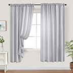 HOMEIDEAS Non-See-Through Light Grey Privacy Sheer Curtains, 52 X 63 Inches - Image 2