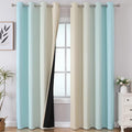 Estelar Textiler Aqua and Beige Blackout Curtains 102 Inch Length 2 Panels Set by ESTELARTEXTILER