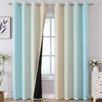 Estelar Textiler Beige and Aqua Ombre Blackout Curtains 90 Inch Length 2 Panels by ESTELARTEXTILER