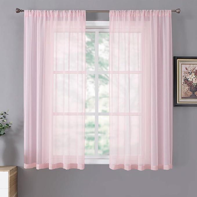 Tollpiz Sheer Curtains Linen Textured Living Room Curtain Sheers Light by Tollpiz