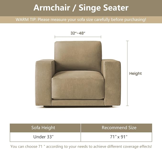 MYSKY HOME Chair Covers Armchair, Recliner Chair Cover Dark Grey Couch Cover - Image 6