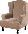 H.VERSAILTEX Wingback Chair Covers Velvet Plush Wing Chair Slipcover 1 Piece by HVERSAILTEX