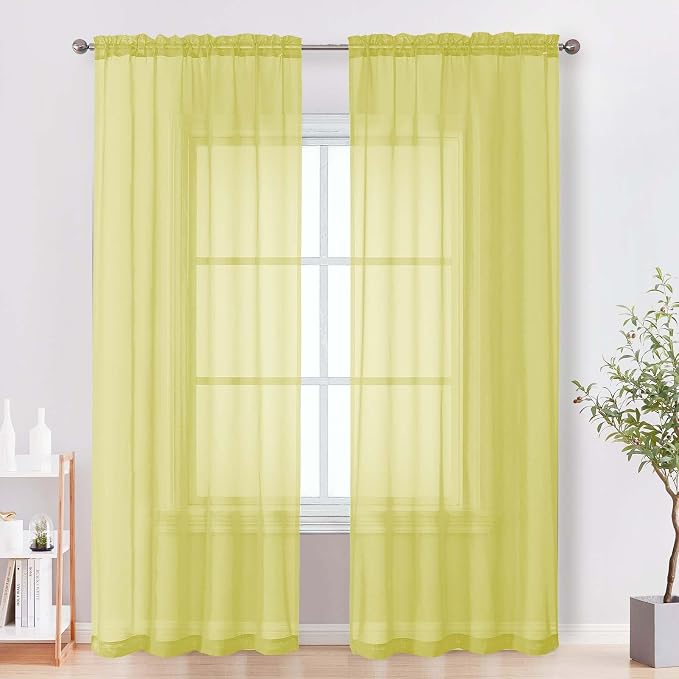 OVZME Sheer Curtains 84 Inches Long 2 Panels Set, Light Filtering Transparent by OVZME