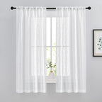 NICETOWN Linen Sheer Curtains for Windows 63" Long, Rod Pockets & Back Tab - Image 3