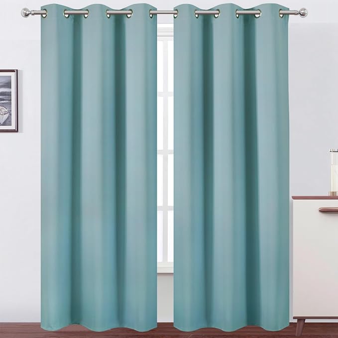 LEMOMO Stone Blue Thermal Blackout Curtains/38 x 84 Inch/Set of 2 Panels Room by Lemomo