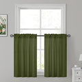 HOMEIDEAS Non-See-Through Olive Green Privacy Sheer Kitchen Curtains, 30 X 36 by HOMEIDEAS