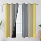 Ombre Gray and Yellow Blackout Curtains 63 Inch Length 2 panels, Full Room by ESTELARTEXTILER