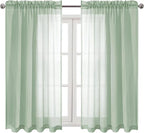 DWCN Bean Green Sheer Curtains Semi Transparent Voile Rod Pocket Curtains - Image 9