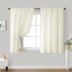 HOMEIDEAS Non-See-Through Cream Yellow Privacy Sheer Curtains, 52 X 54 Inches - Image 2